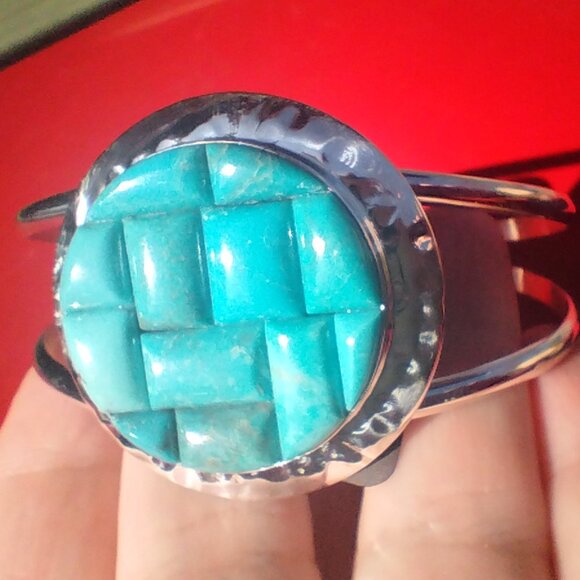 Jay King Sterling Silver Turquoise Inlay Cuff Bracelet Gallery Collection NIB - Picture 9 of 12